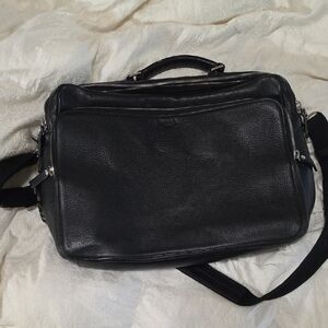 Shinola Black Leather Messenger Bag